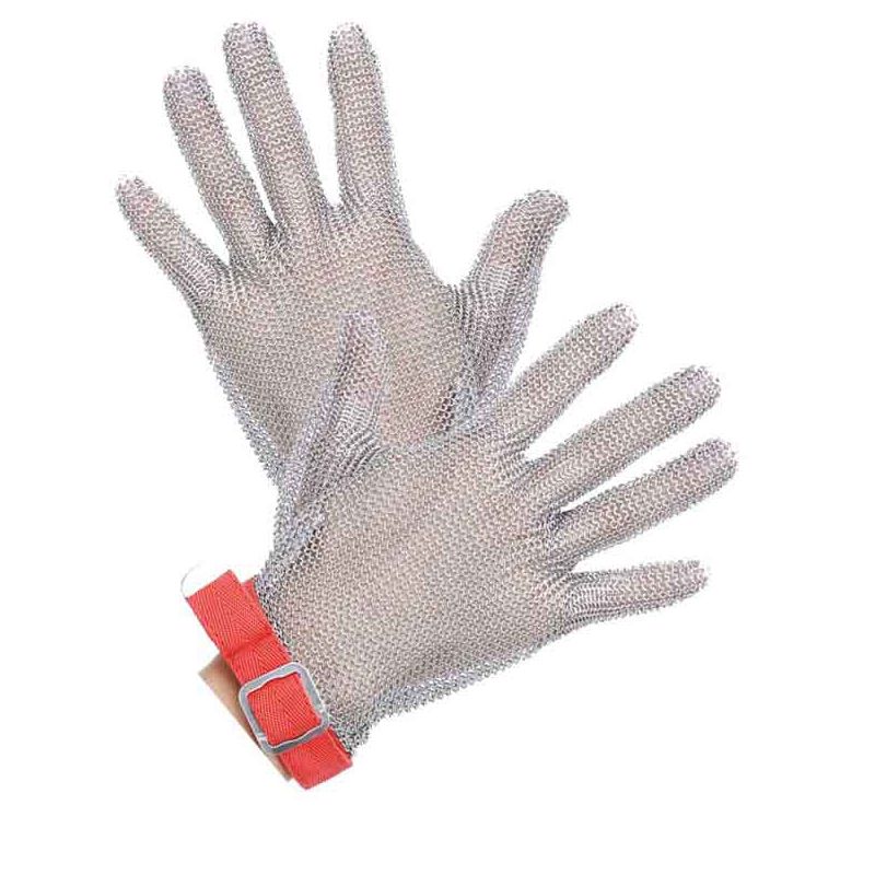 MK5301 RING MESH GLOVES WITH SILICONE RUBBER STRAP FULL HAND PROTECTION