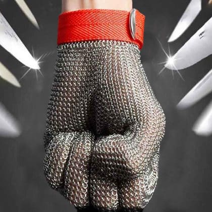 MK5101-Five Finger Wrist Ring Mesh Glove With Textile Strap