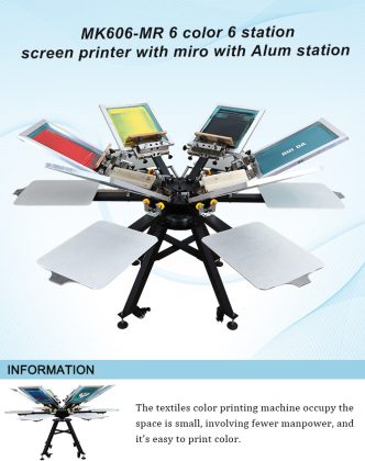 MK606-MR 6 COLOR 6 STATION SCREEN PRINTER WITH MIRO WITH ALUM STATION