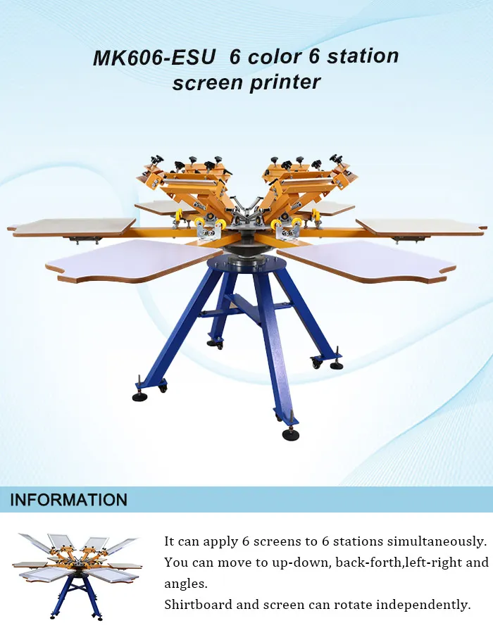 K606-ESU 6 color 6 stations screen printer